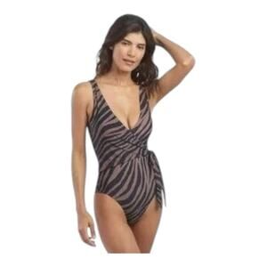 Summersalt The Perfect Wrap One-Piece Swimsuit Zebra Chocolate & Sea Urchin 4